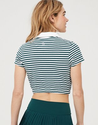 Женские футболки Aerie OFFLINE By Aerie Courtside Bubble Hem Cropped Polo T-Shirt — фото 2