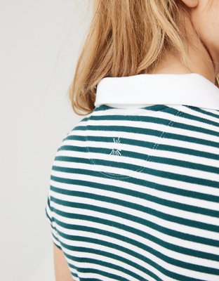 Женские футболки Aerie OFFLINE By Aerie Courtside Bubble Hem Cropped Polo T-Shirt — фото 5