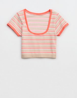 OFFLINE By Aerie T-shirt Seamless en Punto Elástico con Cuello Caído