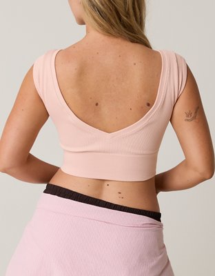 OFFLINE By Aerie Seamless Rib Cap Sleeve Bra Top