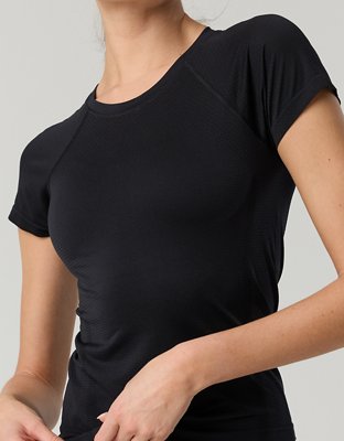 Женские футболки Offline By Aerie Gotta Run Seamless Short Sleeve, цвет: Насыщенный чёрный — фото 7