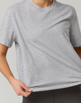 Женские футболки Offline By Aerie Let's Stretch Oversized, цвет: Средний меланжевый серый — фото 5