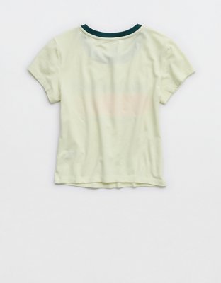 Женские футболки Offline By Aerie Smiley® Let's Stretch Ringer, цвет: Зелёный — фото 5