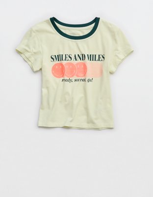 Женские футболки Offline By Aerie Smiley® Let's Stretch Ringer, цвет: Зелёный — фото 4