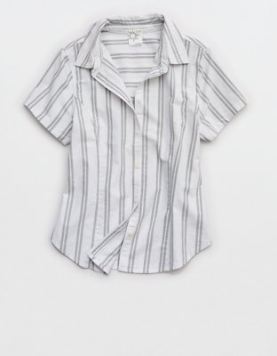 OFFLINE By Aerie Oxford Slim Short Sleeve Button Up Shirt