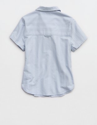 OFFLINE By Aerie Oxford Slim Short Sleeve Button Up Shirt