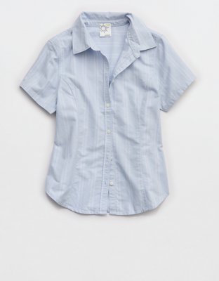 OFFLINE By Aerie Oxford Slim Short Sleeve Button Up Shirt