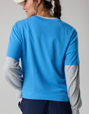 Женские футболки Offline By Aerie Let's Stretch Seamed Boyfriend, цвет: Небесно-голубой — фото 2
