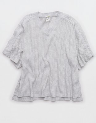 OFFLINE By Aerie Wow! Waffle Jersey V-Neck T-Shirt