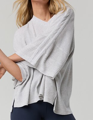 OFFLINE By Aerie Wow! Waffle Jersey V-Neck T-Shirt
