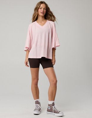 OFFLINE By Aerie Wow! Waffle Jersey V-Neck T-Shirt