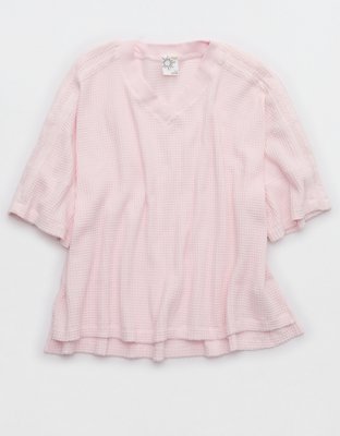 OFFLINE By Aerie Wow! Waffle Jersey V-Neck T-Shirt