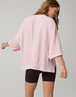 OFFLINE By Aerie Wow! Waffle Jersey V-Neck T-Shirt