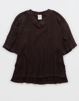 OFFLINE By Aerie Wow! Waffle Jersey V-Neck T-Shirt