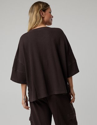 OFFLINE By Aerie Wow! Waffle Jersey V-Neck T-Shirt