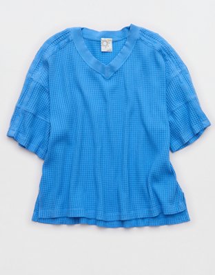OFFLINE By Aerie Wow! Waffle Jersey V-Neck T-Shirt