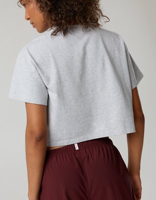 Женские футболки Offline By Aerie OG Cotton Short Sleeve, цвет: Средний меланжевый серый — фото 3