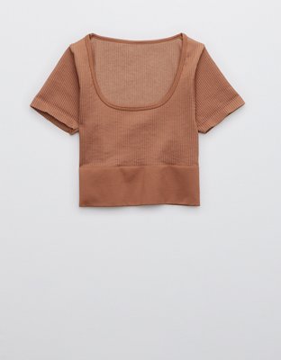 Женские футболки Aerie OFFLINE Sidewalk Seamless Ribbed Cropped T-Shirt — фото 2
