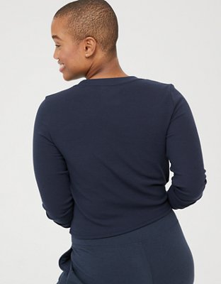 Женские футболки Aerie OFFLINE Ribbed Long Sleeve Cropped T-Shirt — фото 2