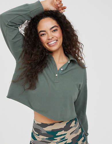 OFFLINE By Aerie Long Sleeve Polo T-Shirt