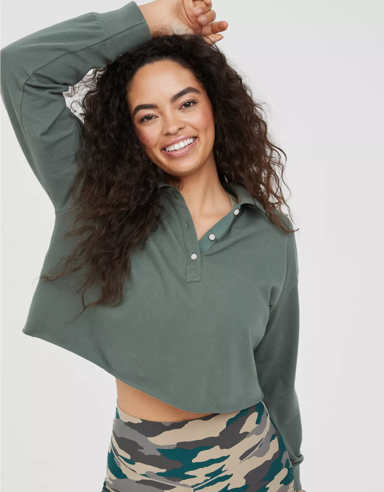 OFFLINE By Aerie Long Sleeve Polo T-Shirt