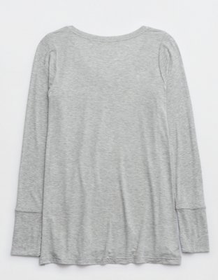 OFFLINE By Aerie Thumbs Up Jersey Long Sleeve V-Neck T-Shirt