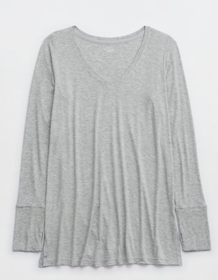 Женские футболки Aerie OFFLINE By Aerie Thumbs Up Jersey Long Sleeve V-Neck T-Shirt — фото 3
