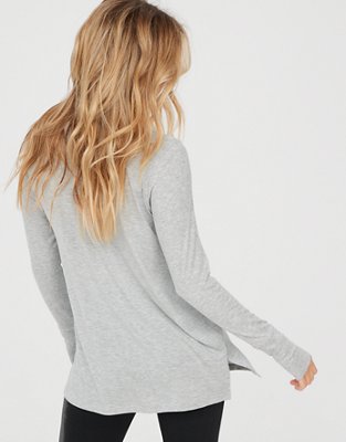 OFFLINE By Aerie Thumbs Up Jersey Long Sleeve V-Neck T-Shirt