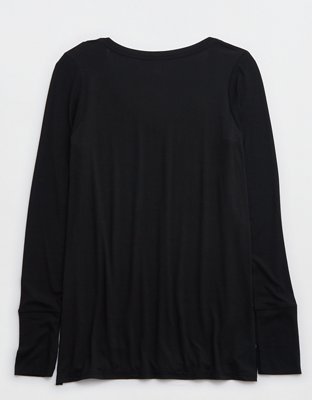 OFFLINE By Aerie Thumbs Up Jersey Long Sleeve V-Neck T-Shirt