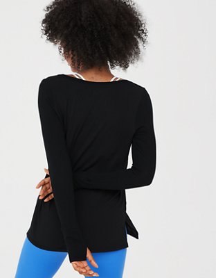 OFFLINE By Aerie Thumbs Up Jersey Long Sleeve V-Neck T-Shirt