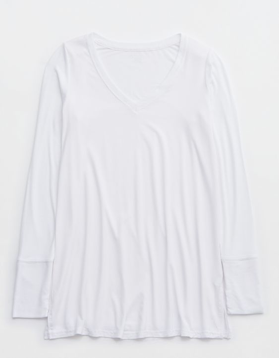 OFFLINE By Aerie Thumbs Up Jersey Long Sleeve V-Neck T-Shirt