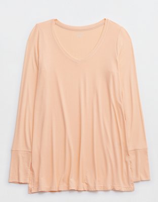 OFFLINE By Aerie Thumbs Up Jersey Long Sleeve V-Neck T-Shirt