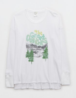 Женские футболки Aerie OFFLINE By Aerie Wow! Waffle Long Sleeve T-Shirt — фото 3