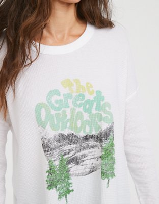 Женские футболки Aerie OFFLINE By Aerie Wow! Waffle Long Sleeve T-Shirt — фото 5