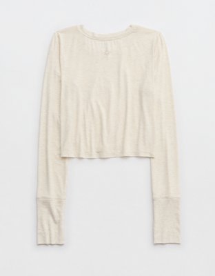 OFFLINE by Aerie Thumbs Up Ribbed Cropped Long Sleeve T-Shirt