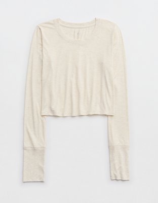 OFFLINE by Aerie Thumbs Up Ribbed Cropped Long Sleeve T-Shirt