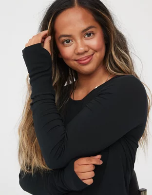 OFFLINE by Aerie Thumbs Up Cropped Long Sleeve TShirt