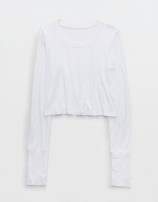 OFFLINE by Aerie Thumbs Up Ribbed Cropped Long Sleeve T-Shirt