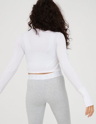 OFFLINE by Aerie Thumbs Up Ribbed Cropped Long Sleeve T-Shirt