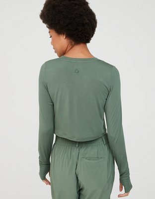 OFFLINE by Aerie Thumbs Up Ribbed Cropped Long Sleeve T-Shirt