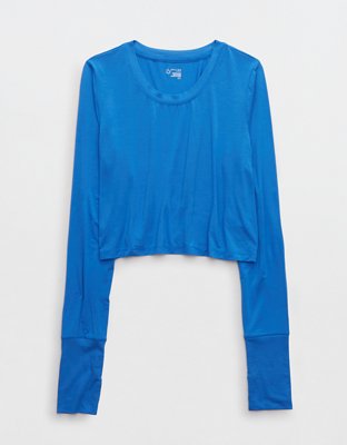 Женские футболки Aerie OFFLINE by Aerie Thumbs Up Ribbed Cropped Long Sleeve T-Shirt — фото 3