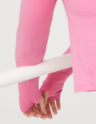 OFFLINE by Aerie Thumbs Up Ribbed Cropped Long Sleeve T-Shirt