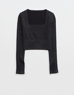 OFFLINE By Aerie Seamless Cable Square Neck T-Shirt