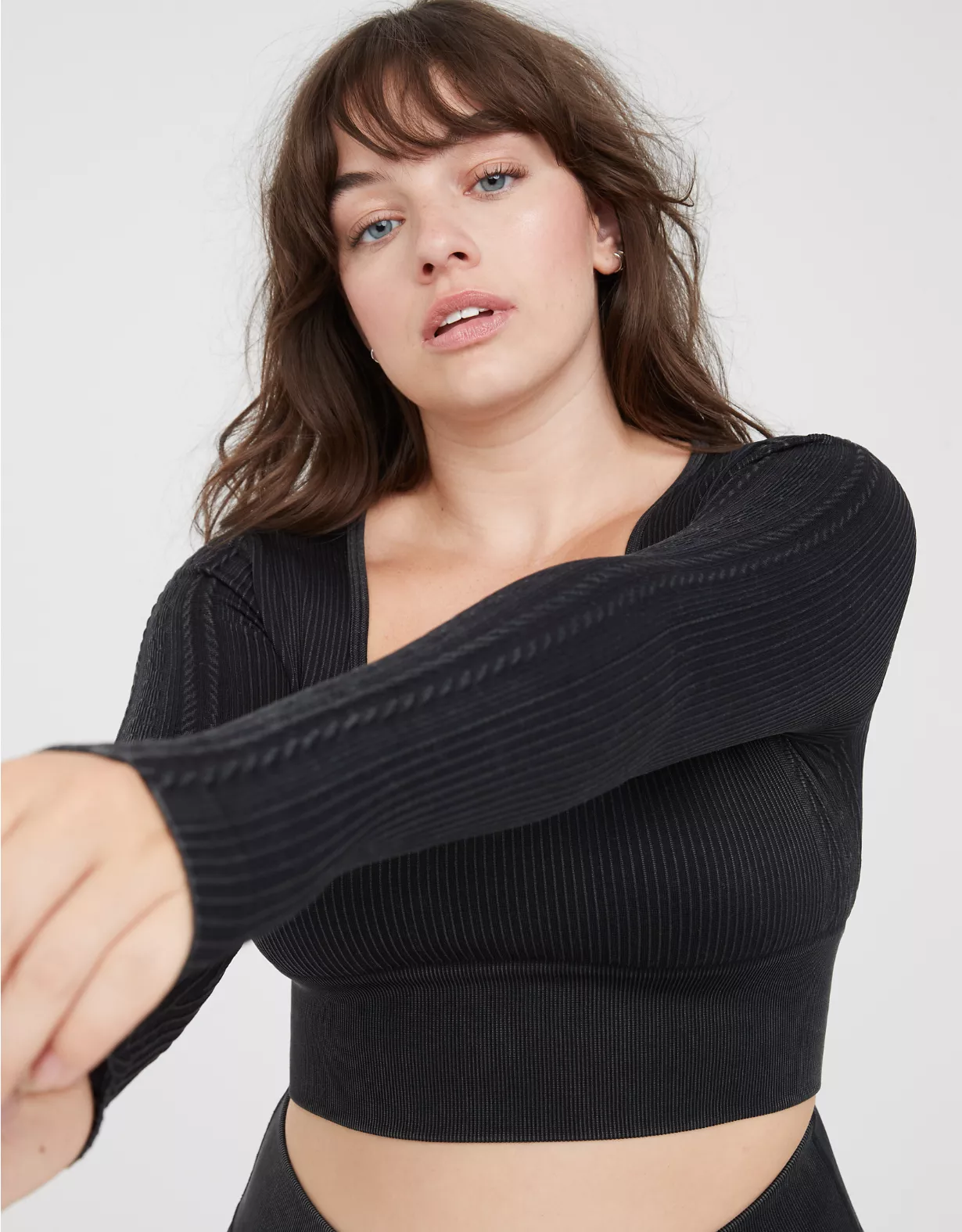 OFFLINE By Aerie Seamless Cable Square Neck T-Shirt
