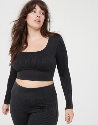 OFFLINE By Aerie Seamless Cable Square Neck T-Shirt