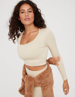 OFFLINE By Aerie Seamless Cable Square Neck T-Shirt