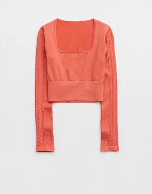 OFFLINE By Aerie Seamless Cable Square Neck T-Shirt