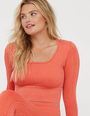 OFFLINE By Aerie Seamless Cable Square Neck T-Shirt