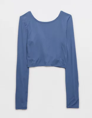 OFFLINE By Aerie Thumbs Up Twist Long Sleeve Cropped T-Shirt