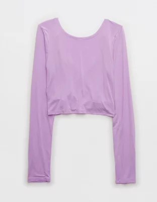 OFFLINE By Aerie Thumbs Up Twist Long Sleeve Cropped T-Shirt